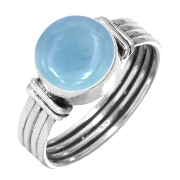 Natural Angelite Women Jewelry 925 Sterling Silver Ring