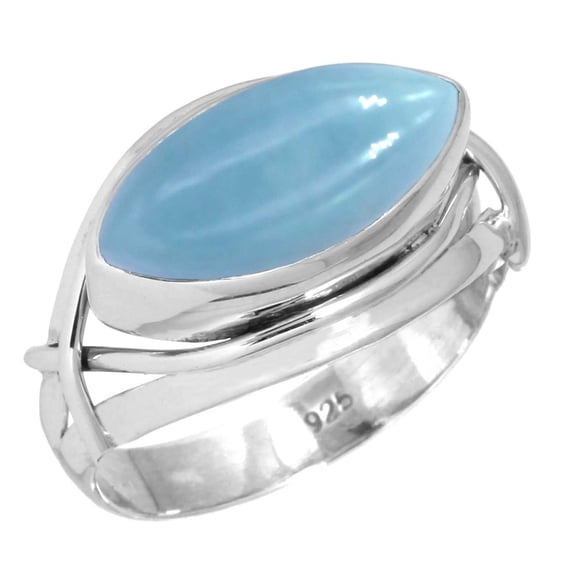 Natural Angelite Women Jewelry 925 Sterling Silver Ring
