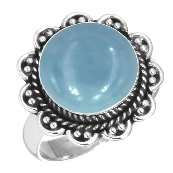 Natural Angelite Women Jewelry 925 Sterling Silver Ring