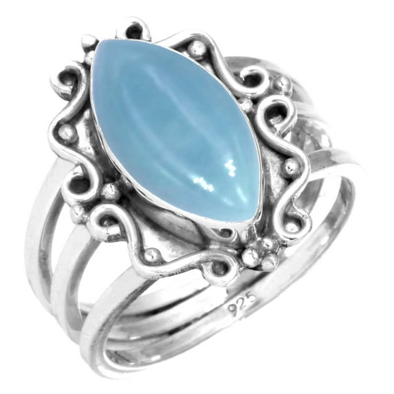 Natural Angelite Women Jewelry 925 Sterling Silver Ring