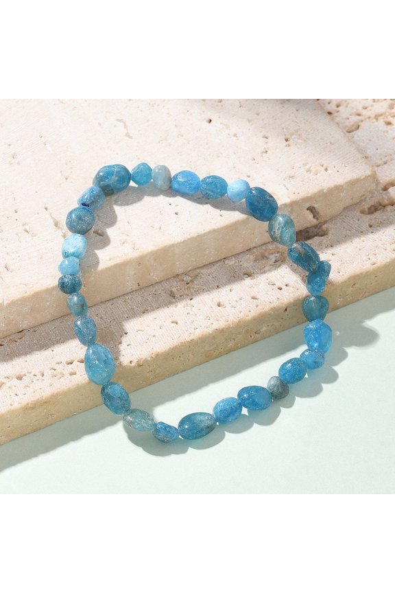 Natural Apatite Bead Stretch Bracelets Tumbled Stone Inner Diameter: 2~2-1/4 inch(5.2~5.6cm)