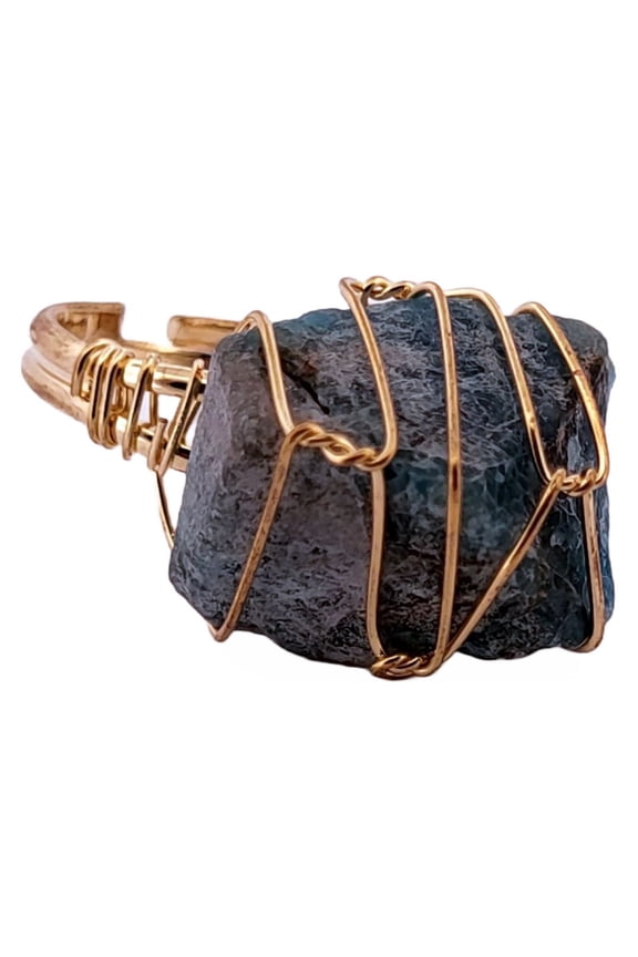 Natural Apatite Gold Adjustable Ring