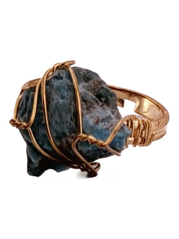 Natural Apatite Gold Adjustable Ring