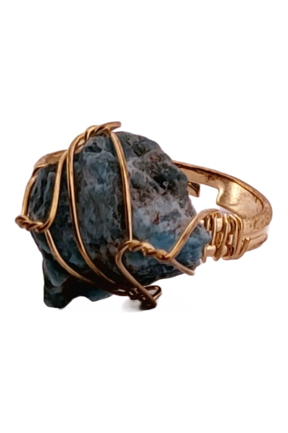 Natural Apatite Gold Adjustable Ring