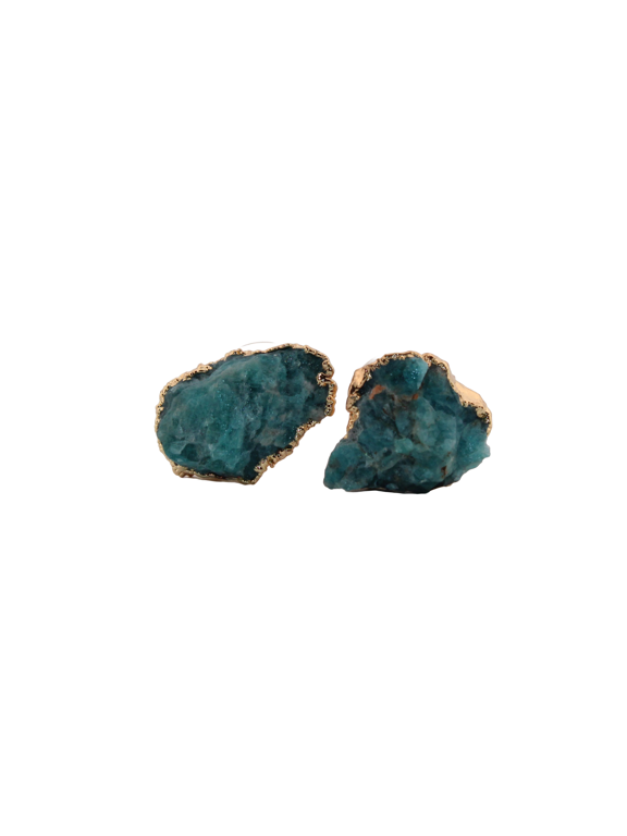 Natural Apatite Gold Stud Earrings NAPGSE12