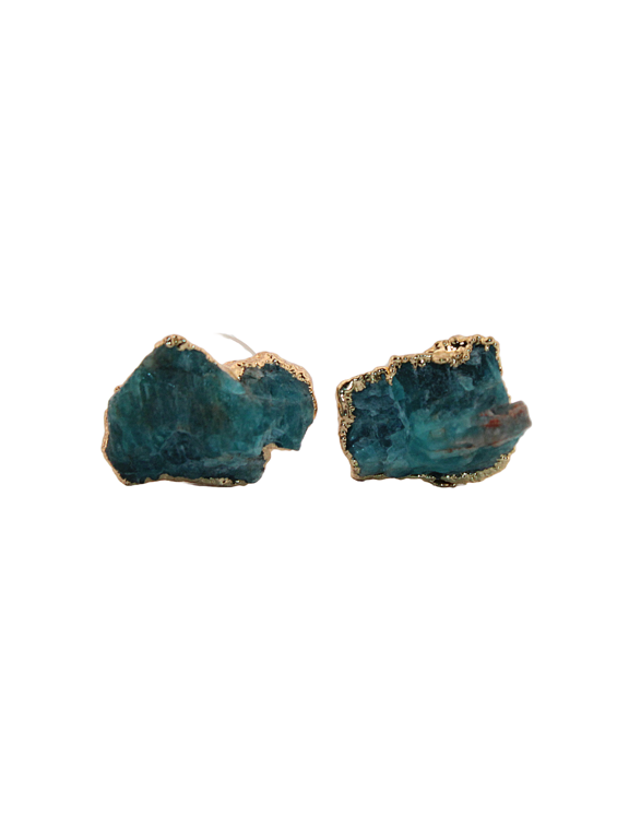 Natural Apatite Irregular Gold Stud Earrings NAPIGSE11