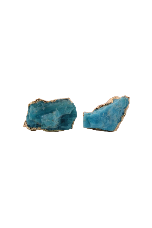 Natural Apatite Irregular Gold Stud Earrings NAPIGSE12