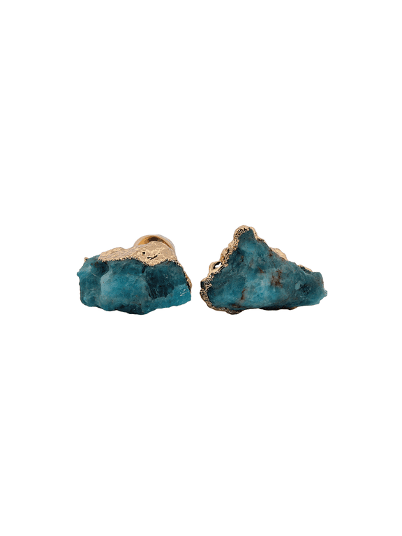 Natural Apatite Gold Stud Earrings NAPGSE14