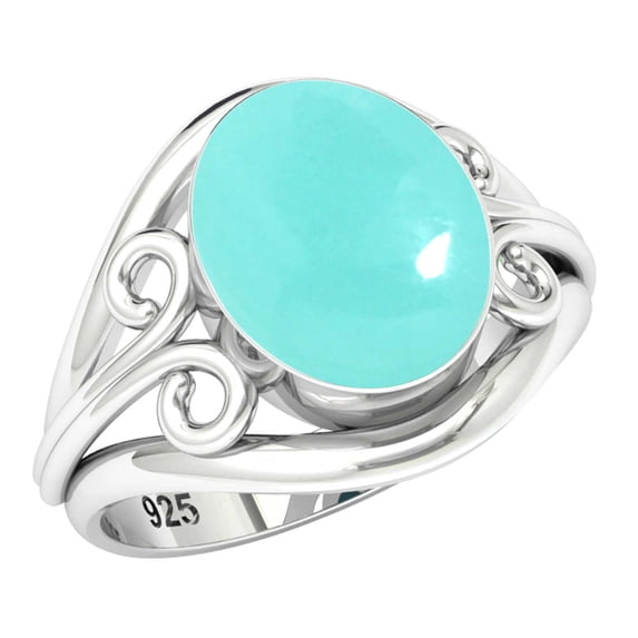 Natural Aqua Chalcedony Ring 925 Sterling Silver Handmade Jewelry