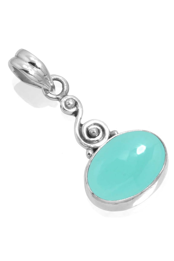 Natural Aqua Chalcedony Women Jewelry 925 Sterling Silver Pendant