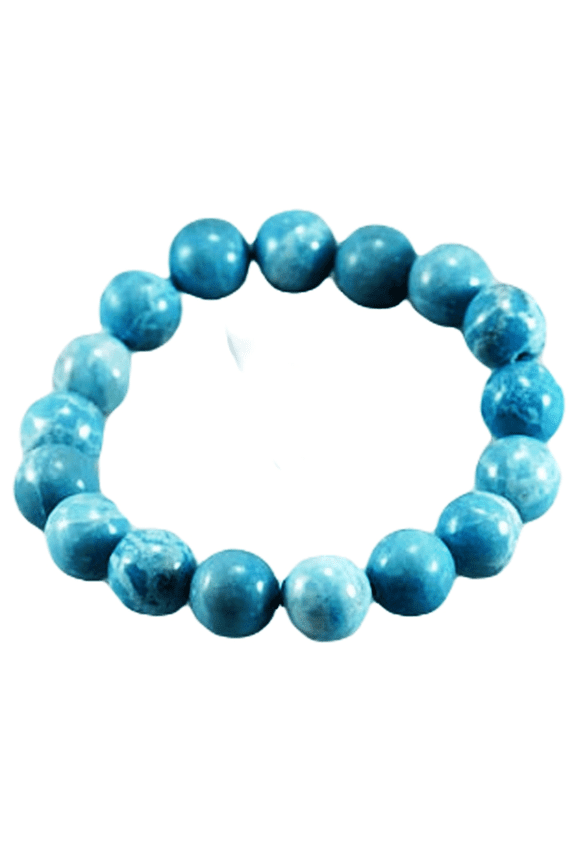 Natural Aqua Larimar 10mm Round Shape Smooth Cut Beads Stretchable Bracelet for Men & Women.