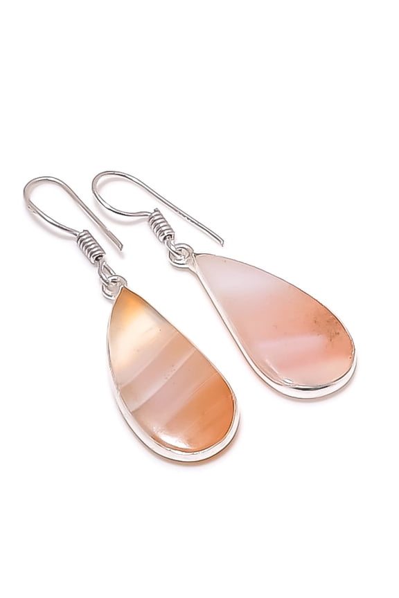 Natural Aqua Nevada Agate 925 Sterling Silver Jewelry Earring 1.62"