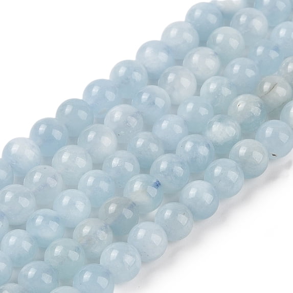 Natural Aquamarine Beads Strands Grade A Round 6mm Hole: 1mm 67pcs/strand 15.7 inch(40cm)