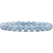 Natural Aquamarine Gemstone 8mm Round Beads Stretch Bracelet 7 Unisex