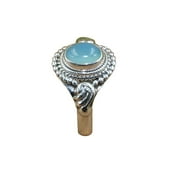 RADHEY KRISHNA JEWELLERS Natural Aquamarine Gemstone 925 Sterling Silver Handmade Promise Ring Gift Jewelry For Women