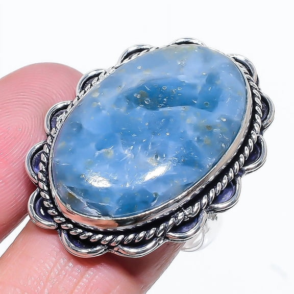 Natural Aquamarine Gemstone Handmade 925 Sterling Silver Ring Size 10
