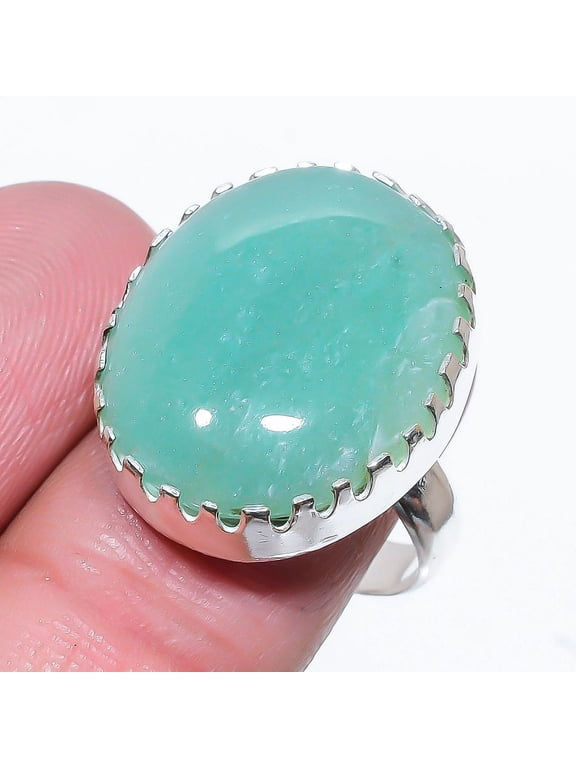 Natural Aquamarine Gemstone Handmade 925 Sterling Silver Ring Size 8
