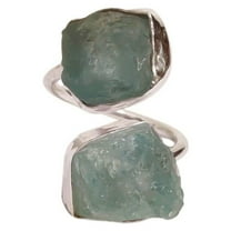 Natural Aquamarine Ring, Rough Aquamarine Gemstone Ring, March Birthstone, Double Stone, 925 Sterling Silver, Womens Ring, Christmas, Adjustable Ring, Handmade, Statement Jewelry, Raw Gemstone Jewelry
