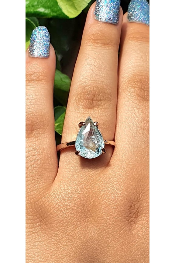 Natural Aquamarine Ring, Stone Ring, March Birthstone Ring, High quality Aquamarine Jewelry, Ocean Inspired Jewelry