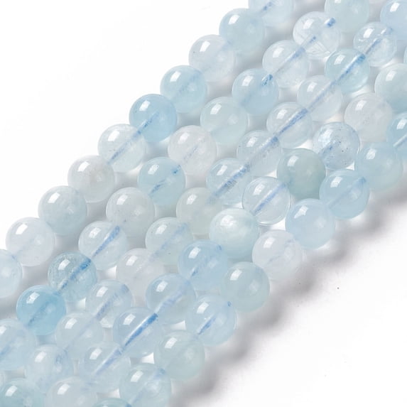 Natural Aquamarine Round Beads Strands 8mm Hole: 1mm 48pcs/strand 15.35''(39cm)