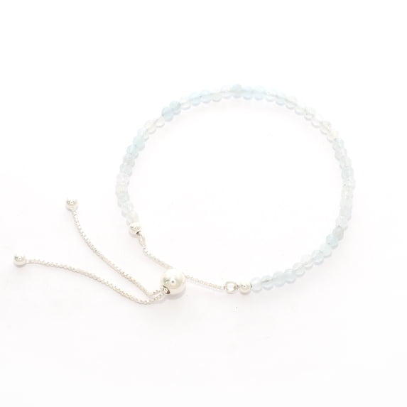 Natural Aquamarine Round Shape Bracelets in Sterling Silver for Women, March Birthstone Jewelry for Her Birthday, Wedding Anniversary, Christmas, Mothers Day