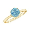 thumbnail image 1 of Rosec Jewels Natural Aquamarine Solitaire Ring in Lotus Basket Setting, March Birthstone Ring, 18K Yellow Gold, US 4.00, 1 of 9