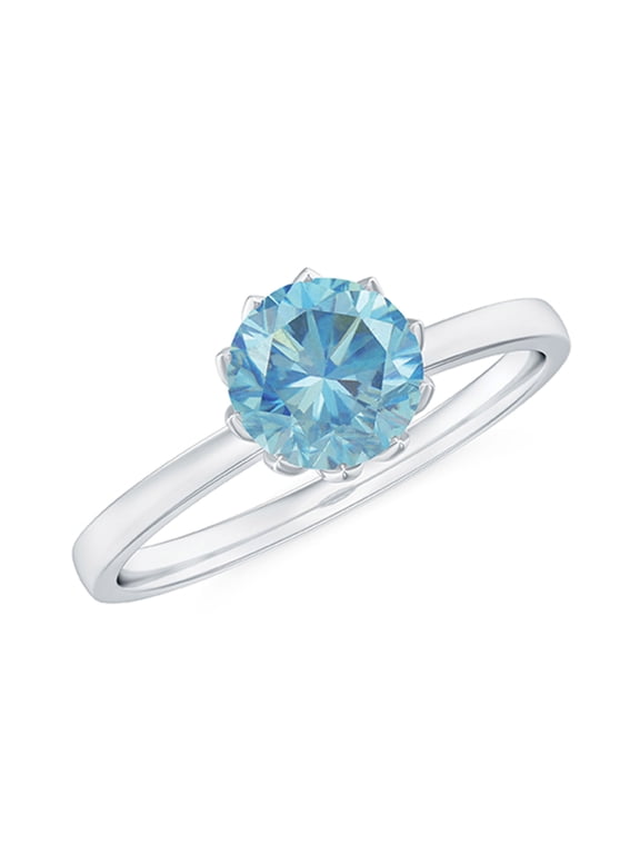 Natural Aquamarine Solitaire Ring in Lotus Basket Setting, March Birthstone Ring, 925 Sterling Silver, US 9.00