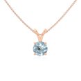 thumbnail image 1 of Natural Aquamarine V-Bale Solitaire Round Pendant Necklaces for Women in 18K Rose Gold Vermeil, March Birthstone Jewelry Gifts for Her Birthday, Anniversary, Mothers Day, Christmas, Valentines, 1 of 7