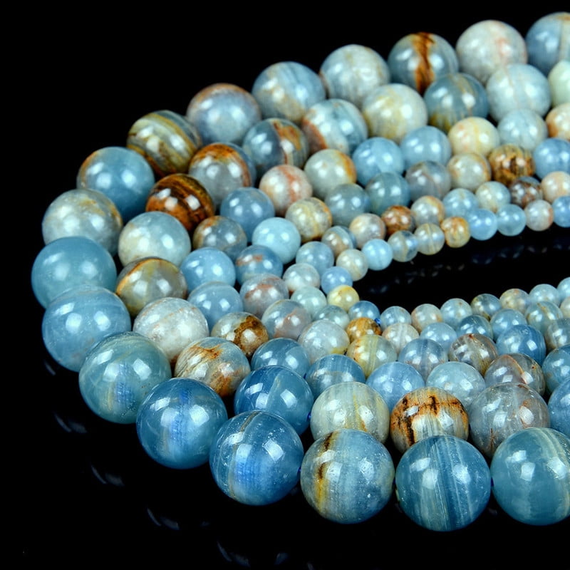 Natural Argentina Lemurian Aquatine Calcite, AA Round 4MM 5MM 6MM 8MM Loose Beads 15.5 Inch