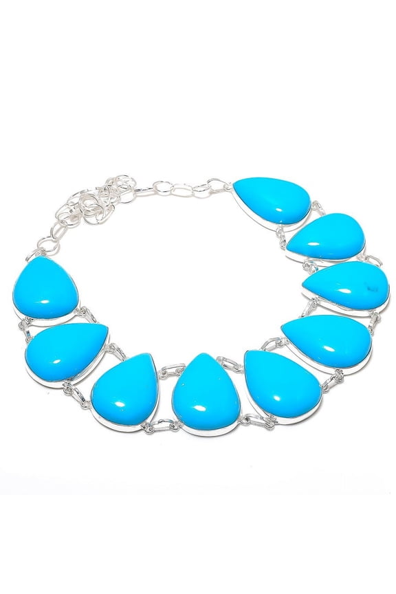 Natural Arizona Turquoise Gemstone 925 Sterling Silver Jewelry Necklace 18"