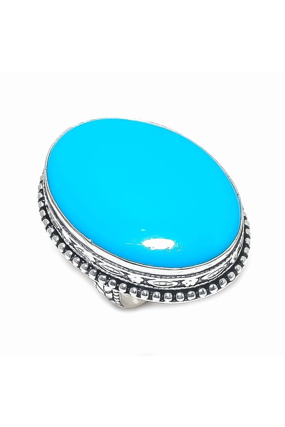 Natural Arizona Turquoise Gemstone 925 Sterling Silver Jewelry Ring Size 8