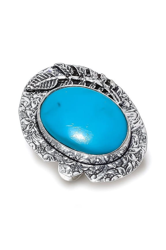 Natural Arizona Turquoise Gemstone 925 Sterling Silver Jewelry Ring Size 9
