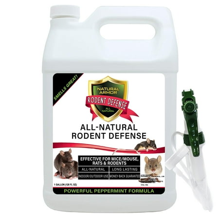 Natural Armor Peppermint Repellent for Mice/Mouse, Rats & Rodents. All Natural Safe Spray for Indoor/Outdoor Use. Natural Armor Rodent Shield. 128 OZ Gallon Ready to Use