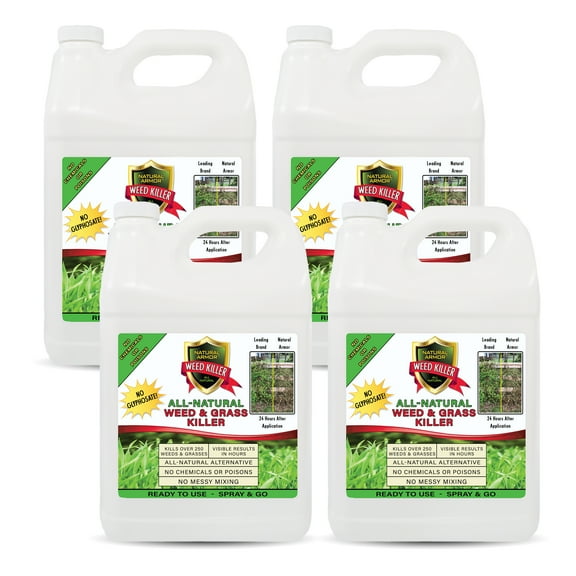 Natural Armor Weed & Grass Killer All-Natural Concentrated Formula. Contains No Glyphosate. Case of (4) Gallons