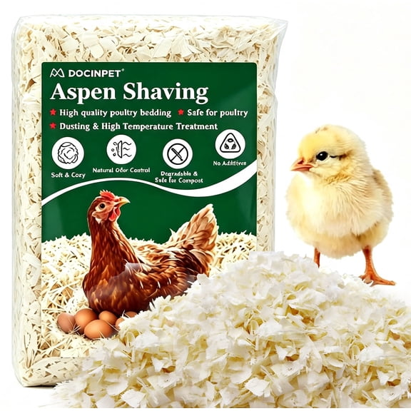 Natural Aspen Shavings Pet Bedding 2 Lb, DustFree & Chemical-Free, Ultra-Absorbent Cage Litter for Chickens, Hamsters,  Rabbits, Gerbils & Small Animals, Biodegradable Wood Shavings