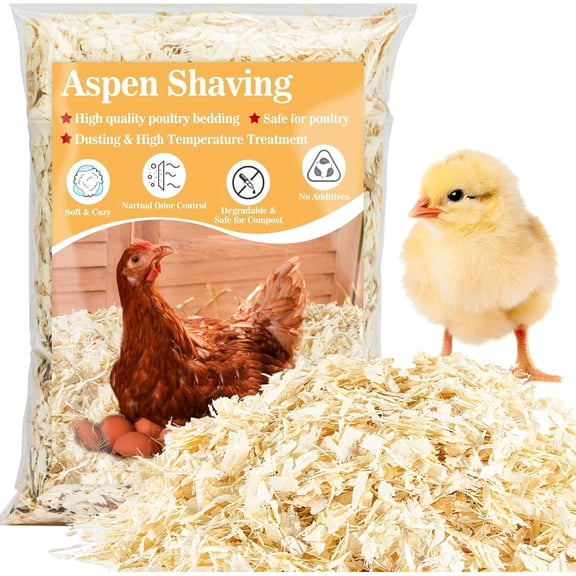 Natural Aspen Shavings Pet Bedding 5.5 Lb, DustFree & Chemical-Free, Ultra-Absorbent Cage Litter for Hamsters, Rabbits, Gerbils & Small Animals, Biodegradable Wood Shavings70L Before Compression