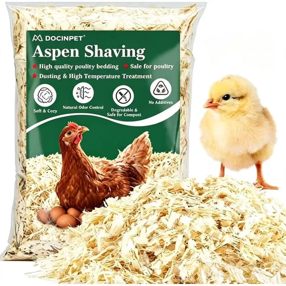 Natural Aspen Shavings Pet Bedding 2 Lb, DustFree & Chemical-Free, Ultra-Absorbent Cage Litter for Hamsters, Rabbits, Gerbils & Small Animals, Biodegradable Wood Shavings70L Before Compression