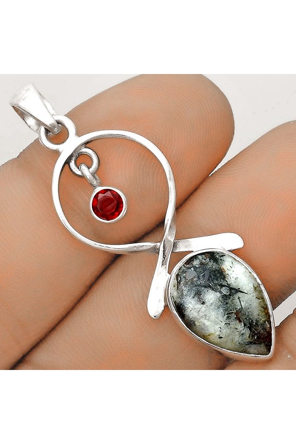 Natural Astrophyllite Russia & Garnet 925 Sterling Silver Pendant Jewelry P-1048 SDP121881