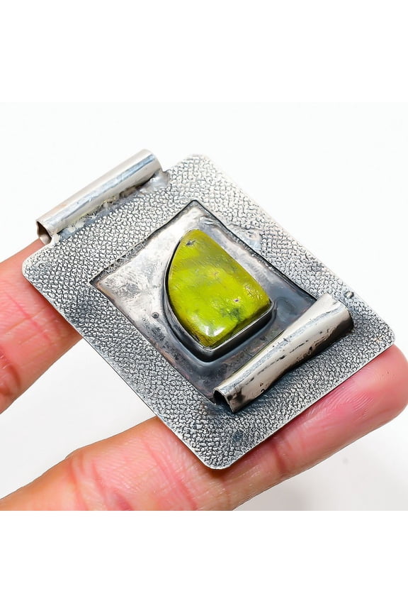 Natural Atlantisite Gemstone Handmade 925 Sterling Silver Pendant 2.21"