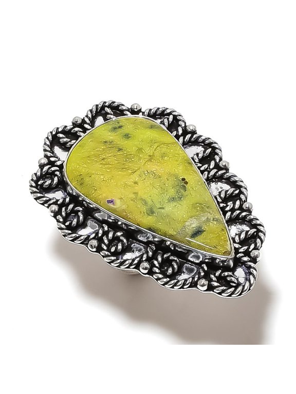 Natural Atlantisite Gemstone Handmade 925 Sterling Silver Ring Size 6
