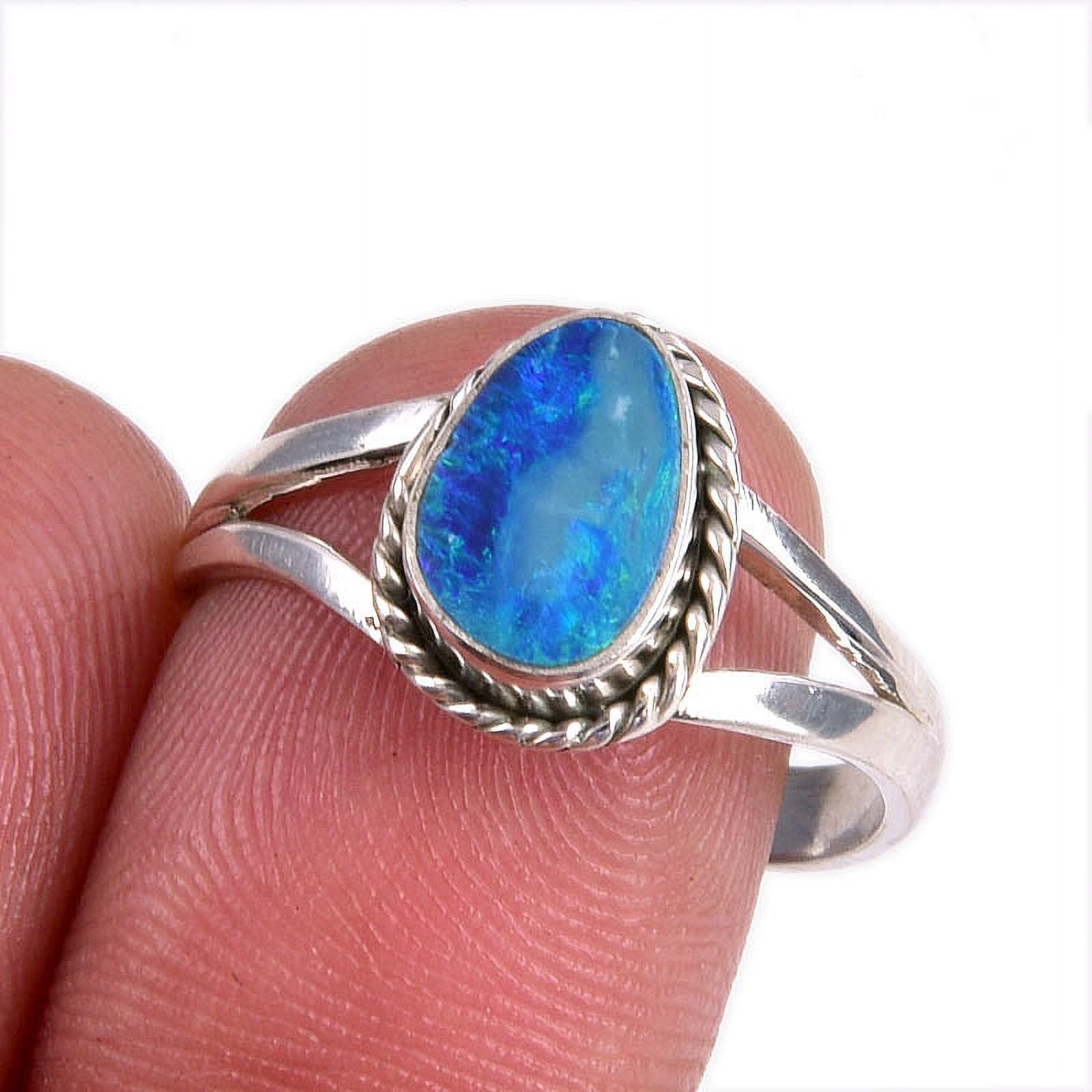 DIVINESILVERUSAINC Natural Australian Opal Gemstone 925 Solid Sterling Silver Jewelry Ring S.9