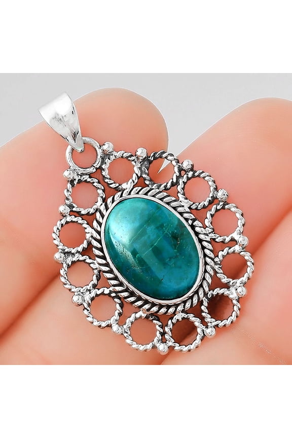 Natural Azurite Chrysocolla 925 Sterling Silver Pendant Jewelry P-1009 SDP155411