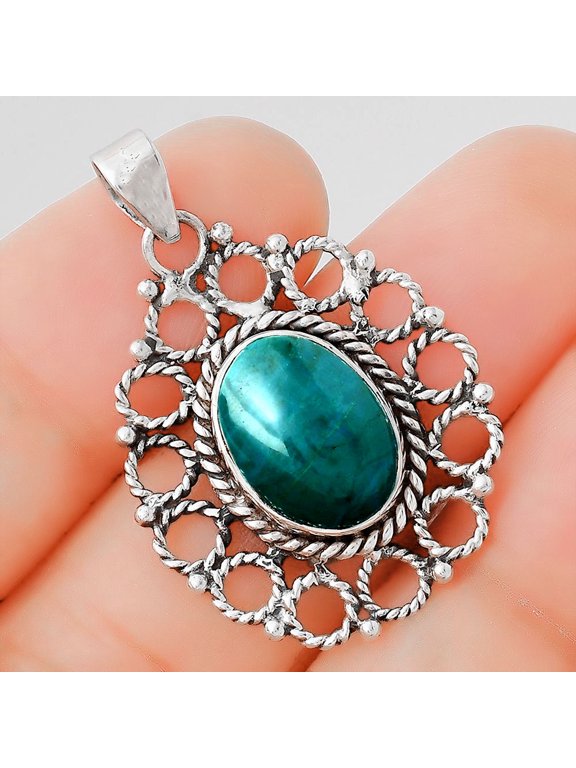 Natural Azurite Chrysocolla 925 Sterling Silver Pendant Jewelry P-1009 SDP155430