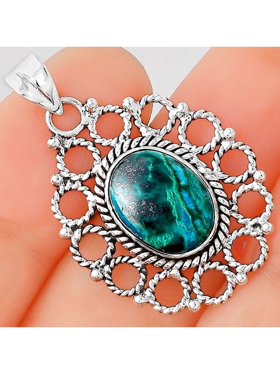 Natural Azurite Chrysocolla 925 Sterling Silver Pendant Jewelry P-1009 SDP155440