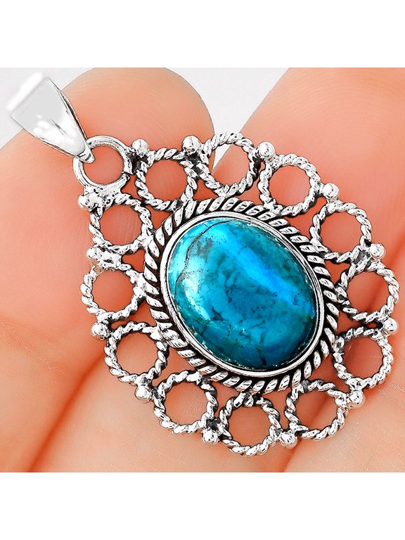 Natural Azurite Chrysocolla 925 Sterling Silver Pendant Jewelry P-1009 SDP155461