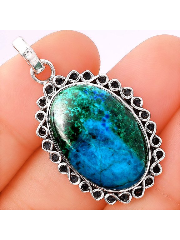 Natural Azurite Chrysocolla 925 Sterling Silver Pendant Jewelry P-1069 SDP154390