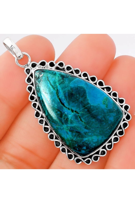 Natural Azurite Chrysocolla 925 Sterling Silver Pendant Jewelry P-1069 SDP154402