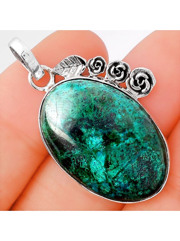 Natural Azurite Chrysocolla 925 Sterling Silver Pendant Jewelry P-1070 SDP154406