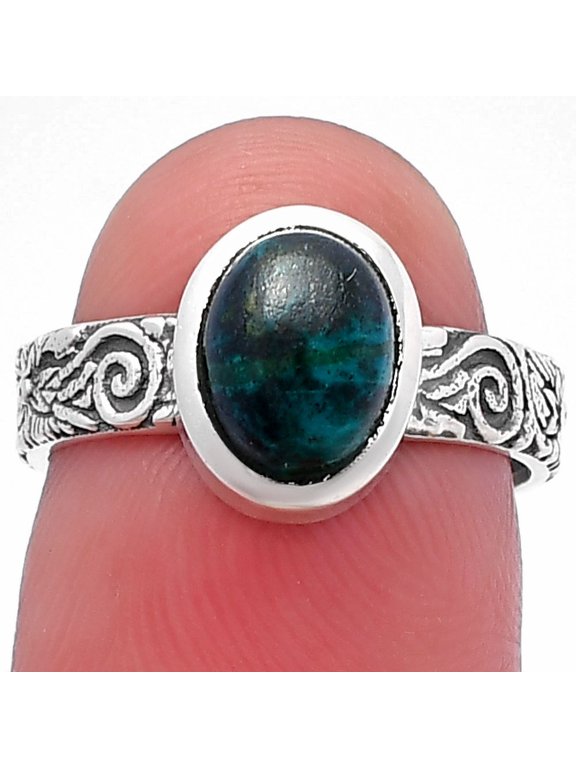 Natural Azurite Chrysocolla 925 Sterling Silver Ring s.6 Jewelry R-1061 SDR217861
