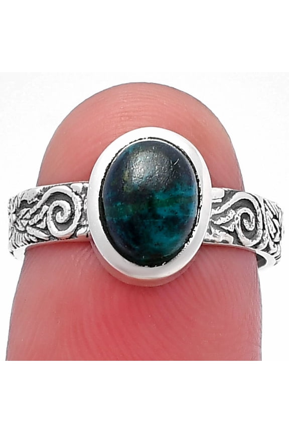 Natural Azurite Chrysocolla 925 Sterling Silver Ring s.6 Jewelry R-1061 SDR217861